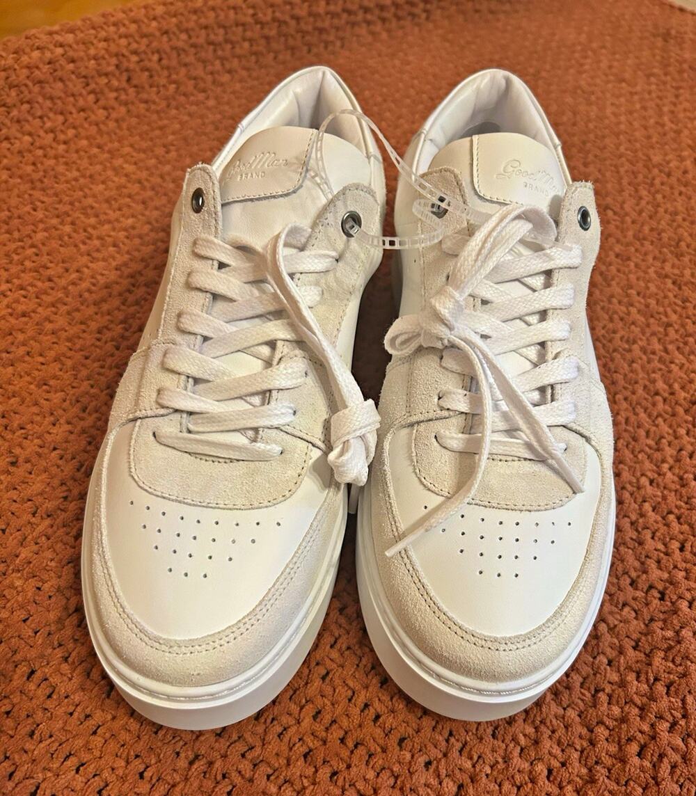 Good Man Brand Men's White/Beige Low Top Lace Up Athletic Sneakers